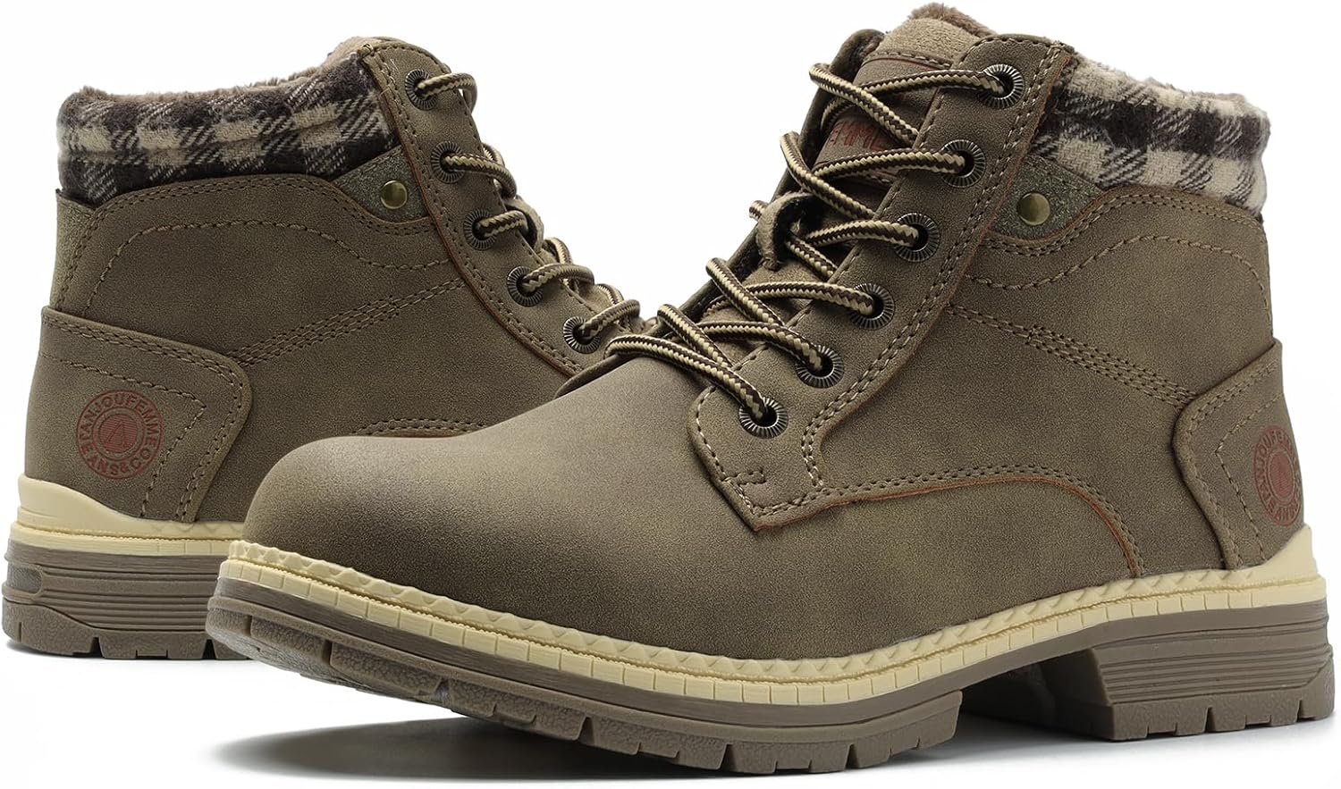 ANJOUFEMME Womens Hiking Snow Winter Boots - Outdoor Waterproof Lightweight Ankle Boots for Women Work Backpacking Boots FNW110-FNW08-BEIGE-6 - Image 4