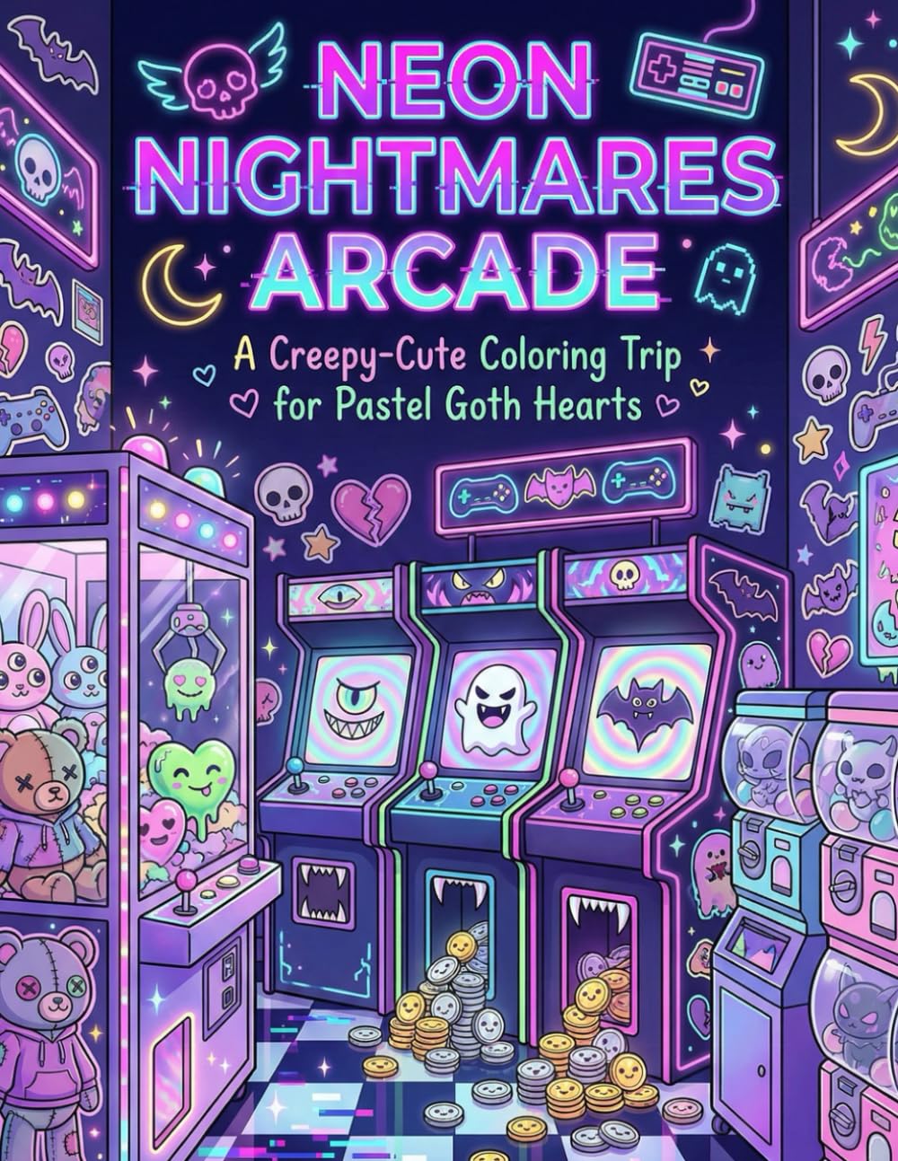Neon Nightmares Arcade: A Creepy-Cute Coloring Trip for Pastel Goth Hearts