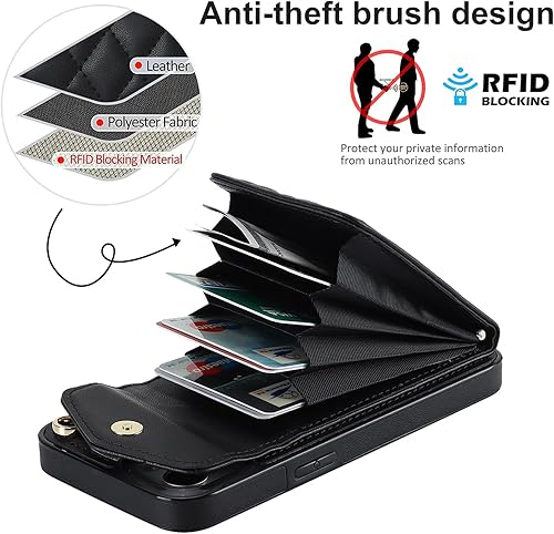 Miniatura 4 de Asuwish Funda de teléfono para iPhone 13 Mini de 5.4 pulgadas con protector de pantalla de vidrio templado, anillo con bloqueo RFID, tarjetero para