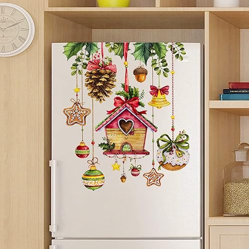 Miniatura 5 de Calcomanías de pared de Navidad, 1 unidad, calcomanías de pared de vinilo de Navidad, murales de pared extraíbles, decoración de pared para