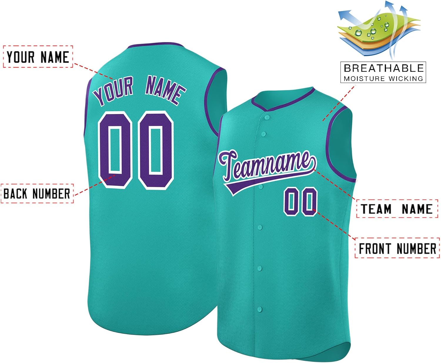 Custom Men Full Button Sleeveless Baseball Jersey Personalized Stitched Name Number for Women Youth - Image 3