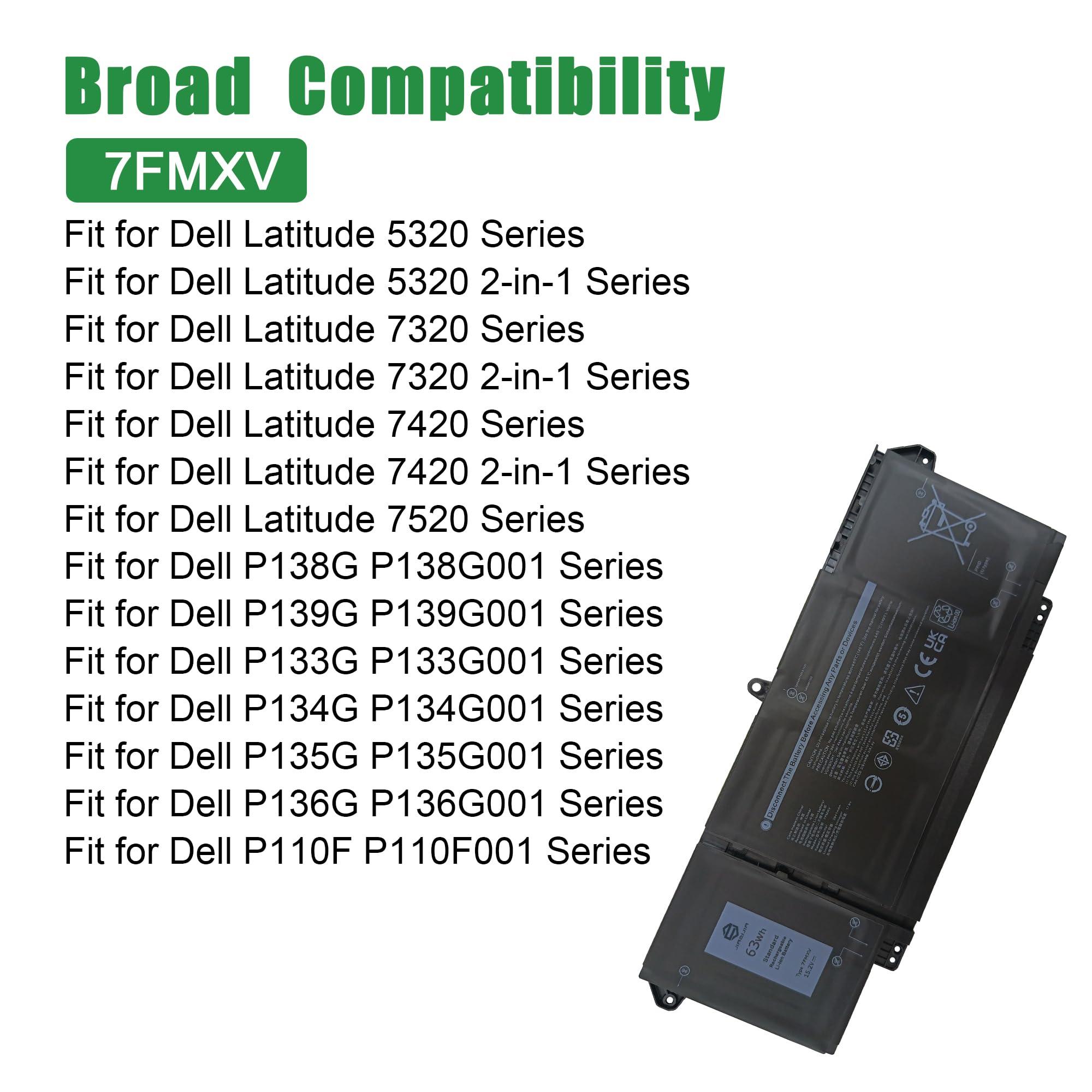 Amazon.com: JIAZIJIA 7FMXV CPX-1PP63 63Wh Laptop Battery