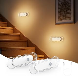 Kitloo Rechargeable Motion Sensor Night Light, Battery Operated LED Night Light for Kids, Nursery, Bathroom, Toilet, Hallway, Stairs, Closet, Kitchen & Cabinet – Cordless Magnetic Wall Sconce, 2 Pack