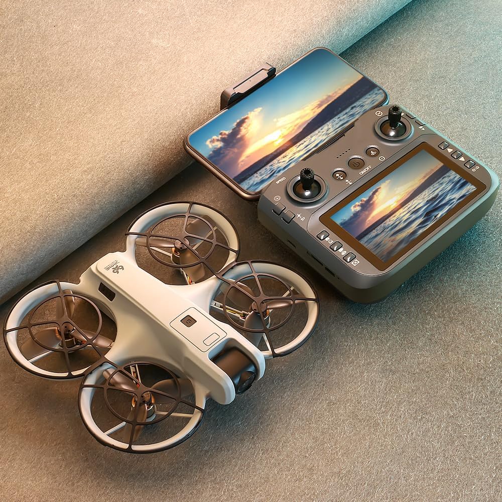 Drone with 4K HD Dual Camera Remote Control with 5.5-inch Screen Quadcopter with Propeller Guards Brushless Power Intelligent Avoidance Obstacle Trajectory Flight, Optical Flow Hover, Gesture Photography, One Key Take Off/Land,360° Stunt Roll for Beginners Kids Adults (Gray*5.5-inch Screen Remote Control, 3 Modular Batteries)