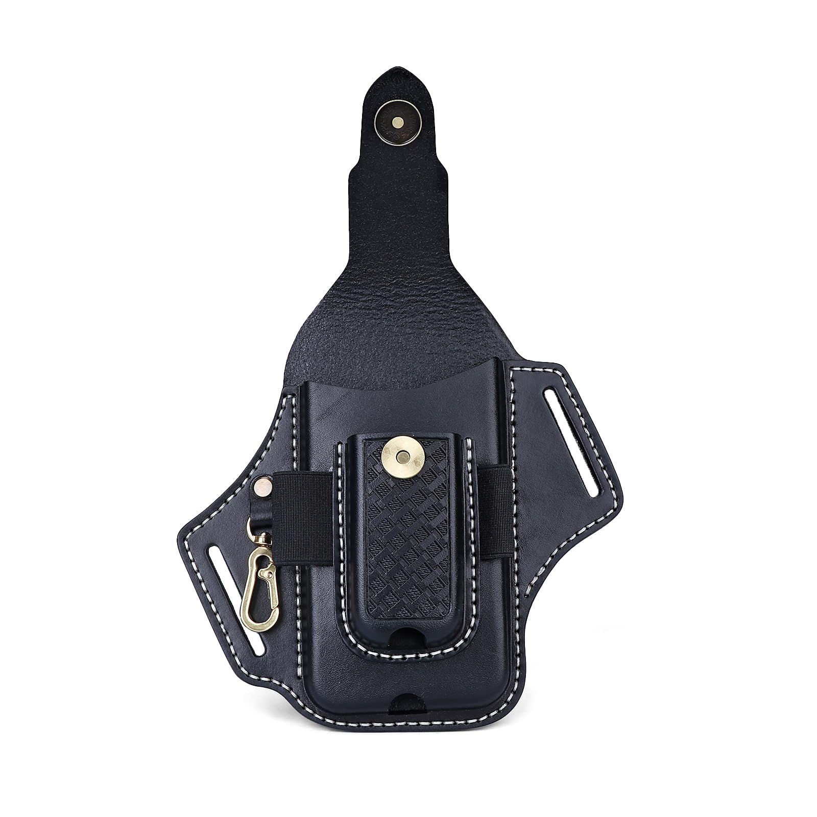 TOURBON Multitool Fodero in Pelle per Cintura EDC Tasca Organizer Porta Telefono per Uomo con Torcia Penna Portachiavi