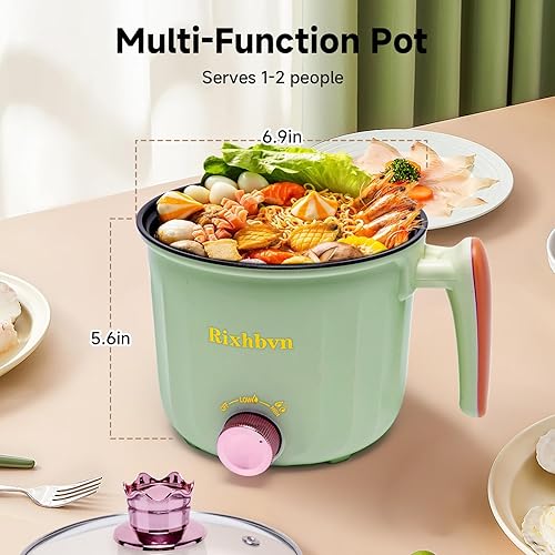 Miniatura 2 de Olla eléctrica con vaporizador, olla de fideos rápidos, olla eléctrica antiadherente para Raman, sopa, fideos, filete, avena, rápida, con control de