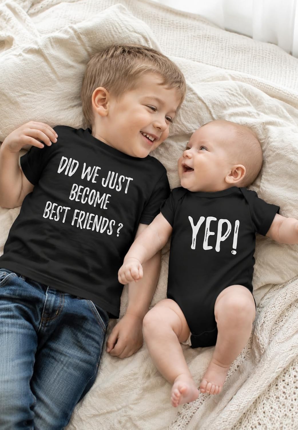 Tstars Did We Just Become Best Friends? Big Brother Little Bro Matching Shirt & Baby Bodysuit Set