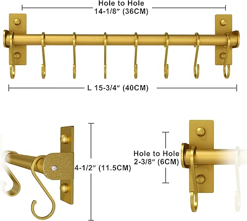 Miniatura 5 de Dseap Soporte para utensilios de cocina, soporte para ollas y sartenes montado en la pared, riel de cocina con 8 ganchos para colgar utensilios de