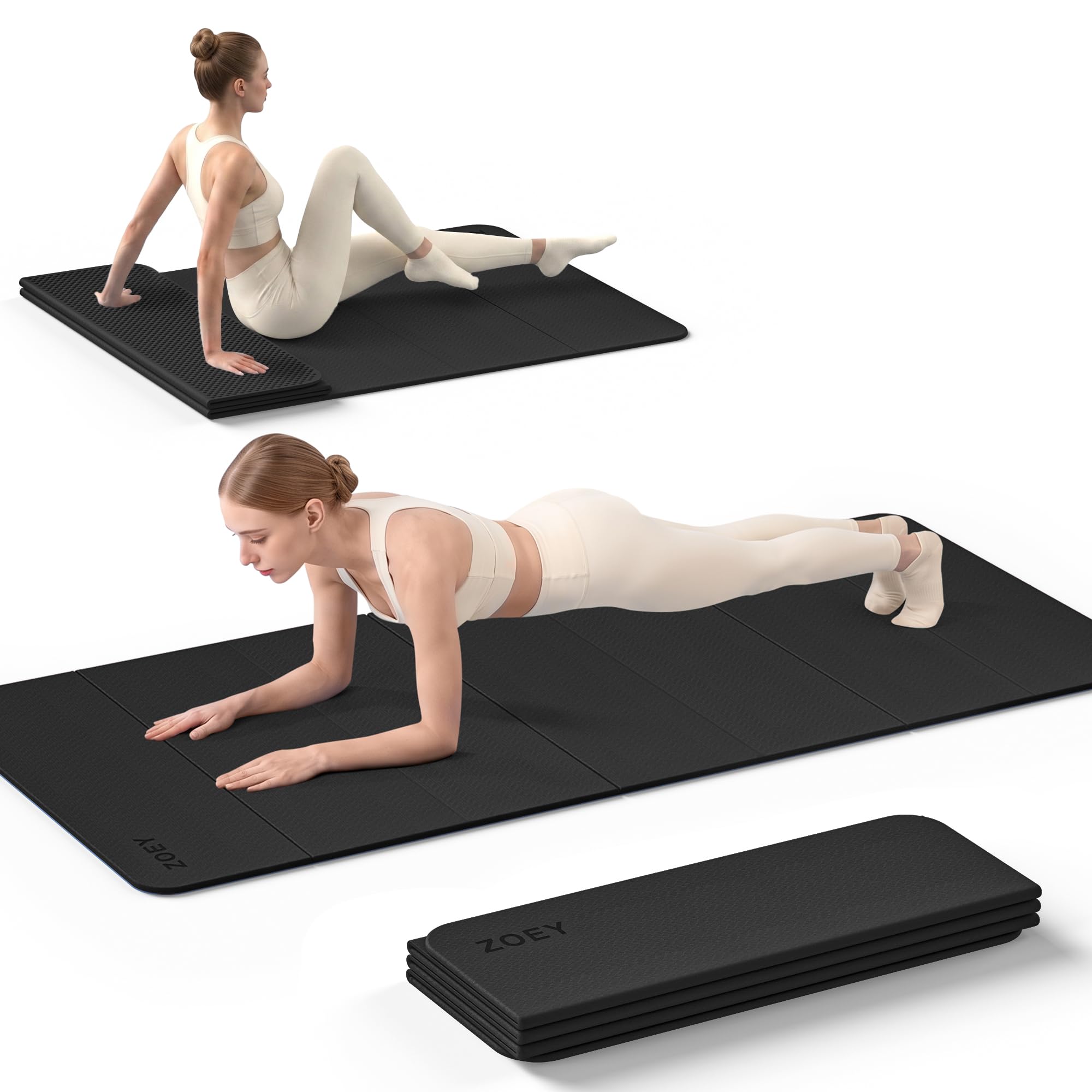 ZOEY 7-Fold Foldable Yoga Mat Extra Thick 0.32 Inch Non Slip Large 74.8x31.5 Inch Exercise Mat for Yoga Pilates Home Gym Portable Lightweight Workout Mat for Travel Camping Home Floor Anti Slip Gym