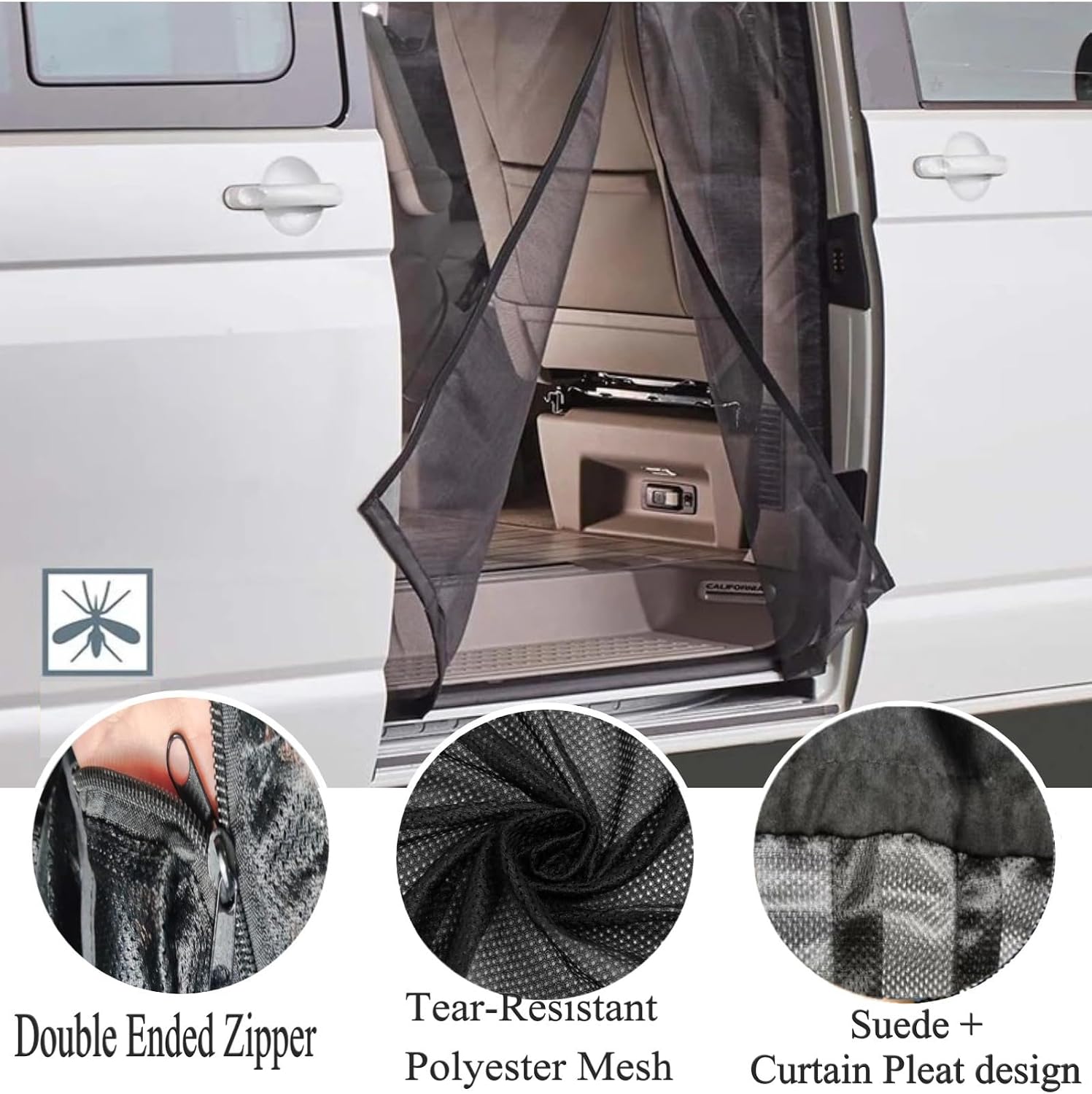 Magnetic Van Bug Screen for RAM Promaster &Transit Standard/High Roof, Sprinter Standard Roof, 71"H x 59"W RV Sliding Door Camping Flyscreen Mosquito Net Breathable Camper Mesh Privacy Screen Curtain