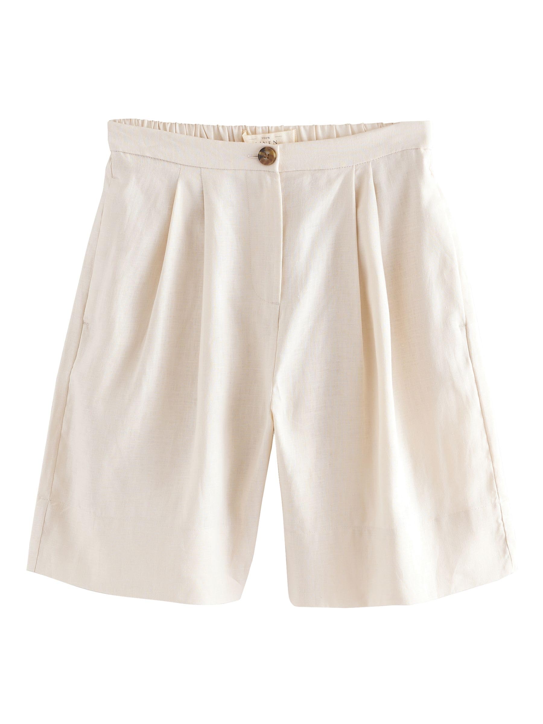 NEXT Femme Bermuda en Lin | Coupe standard, Taille mi-haute, Cordon de serrage