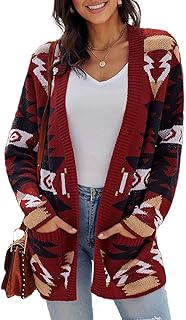 SHESHY Women Christmas Sweater Jumper Casual Open Front Long Sleeve Cardigan Sweater with Pocket