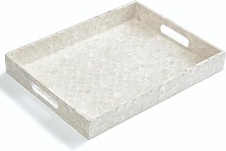 CHI AN HOME 15.8" x 11.8" Capiz Shell Decorative Tray, Coastal Serving Tray