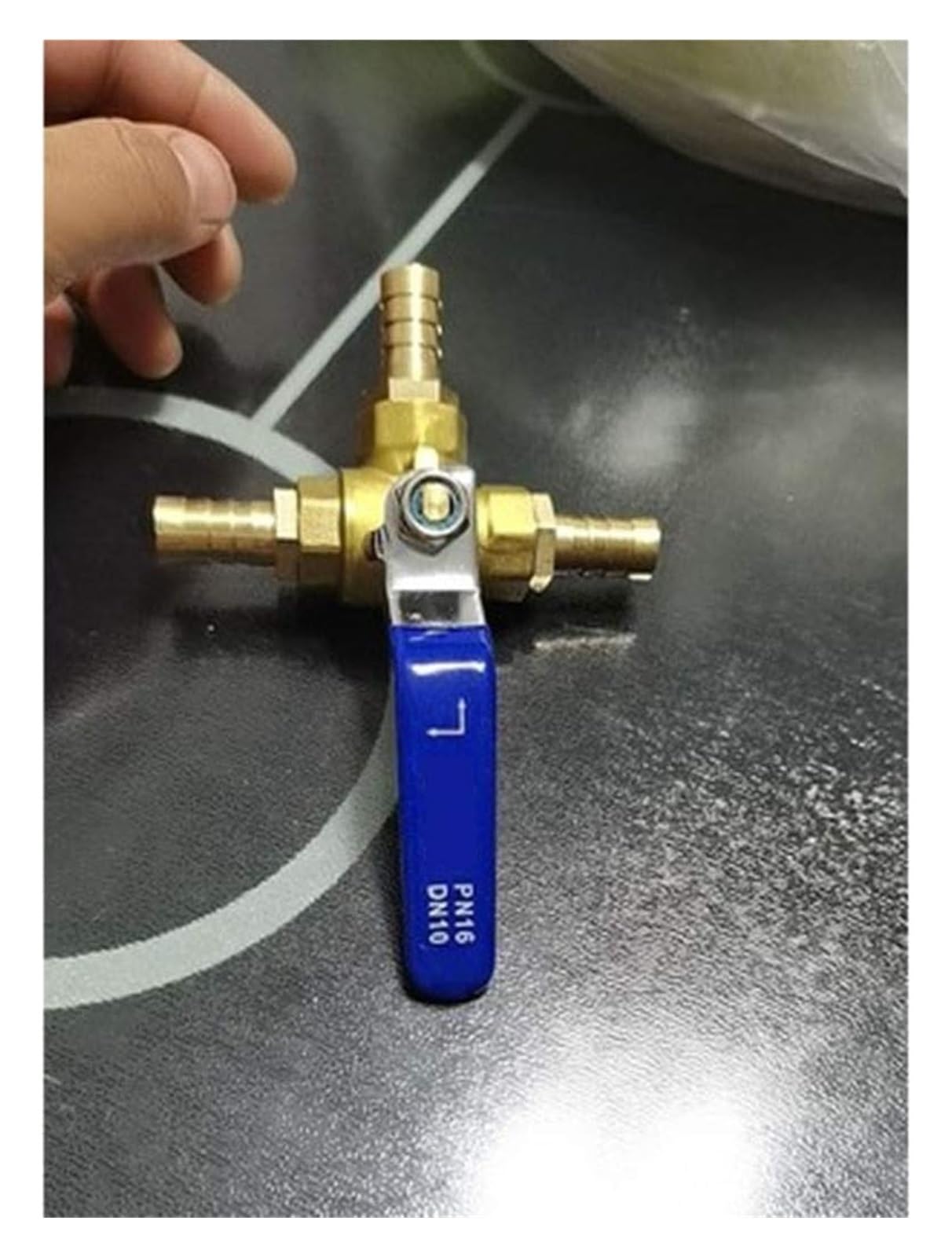 válvula de bola de tubería, Válvula de latón 3 vías con puerto en L, 1 unidad, conector manguera, adaptador for agua, aceite, aire y gas(16mm)