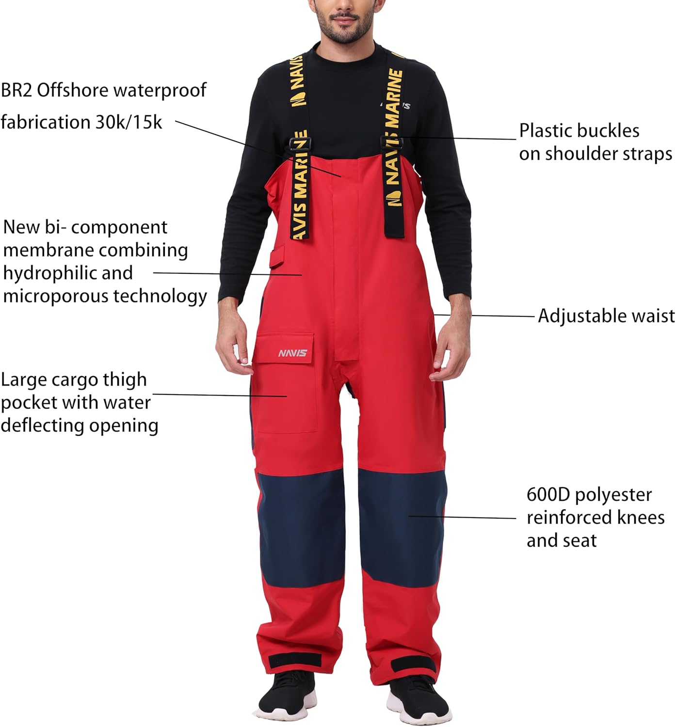 Men's Coastal Sailing Jacket&Bib Pants Combo-Waterproof, Breathable Offshore Hard Shell, Durable Gear - Image 5