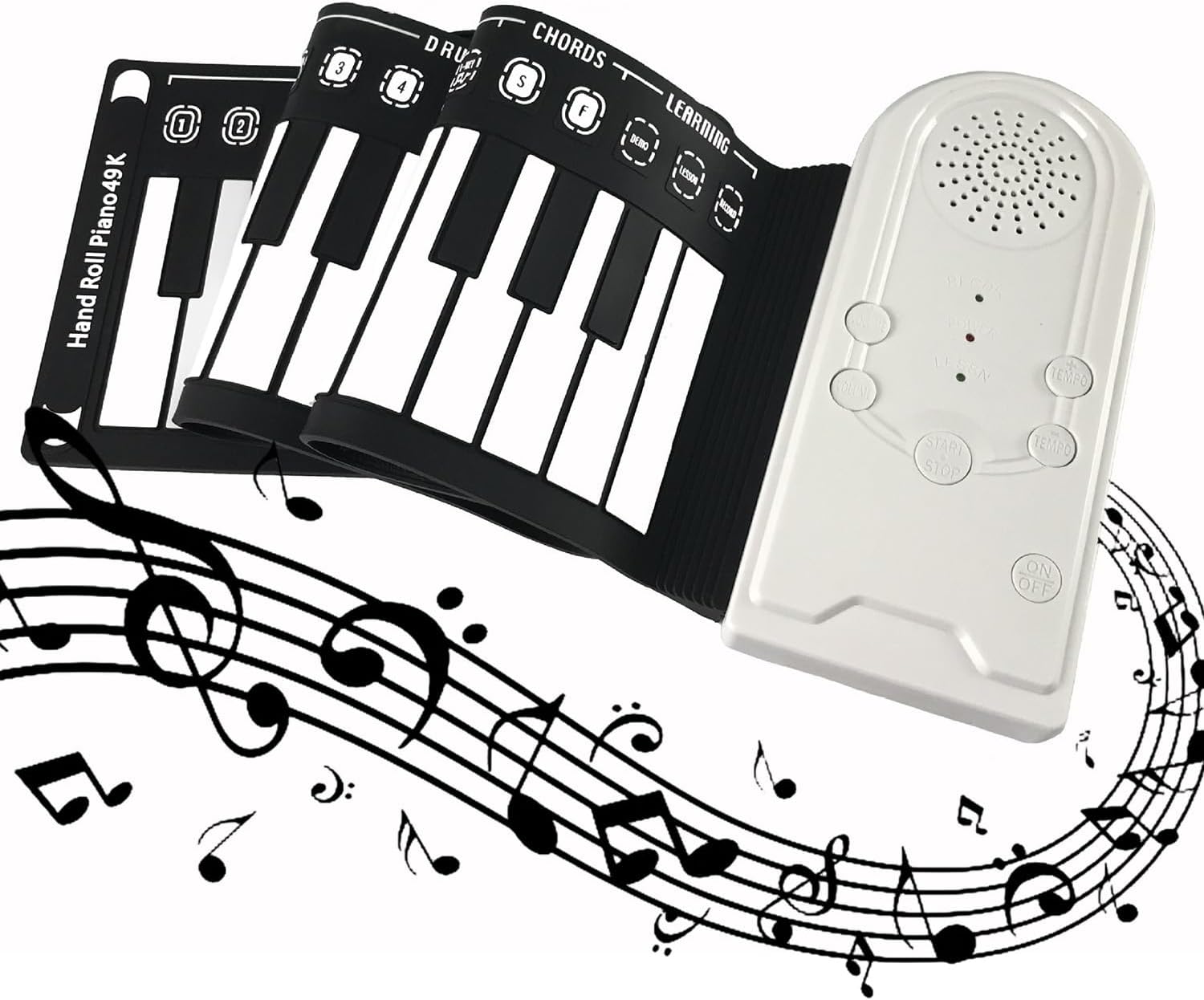 GoldenRiver ロールピアノ 49キーピアノ ロールアップピアノ 簡単操作 ロールピアノ 電子ピアノ 子供向け 初心者 入門 スピーカー対応 USB電池駆動 持ち運び レッスン用品 折りたたみ 演奏練習 49鍵盤 多種類音色 ギフトブラック