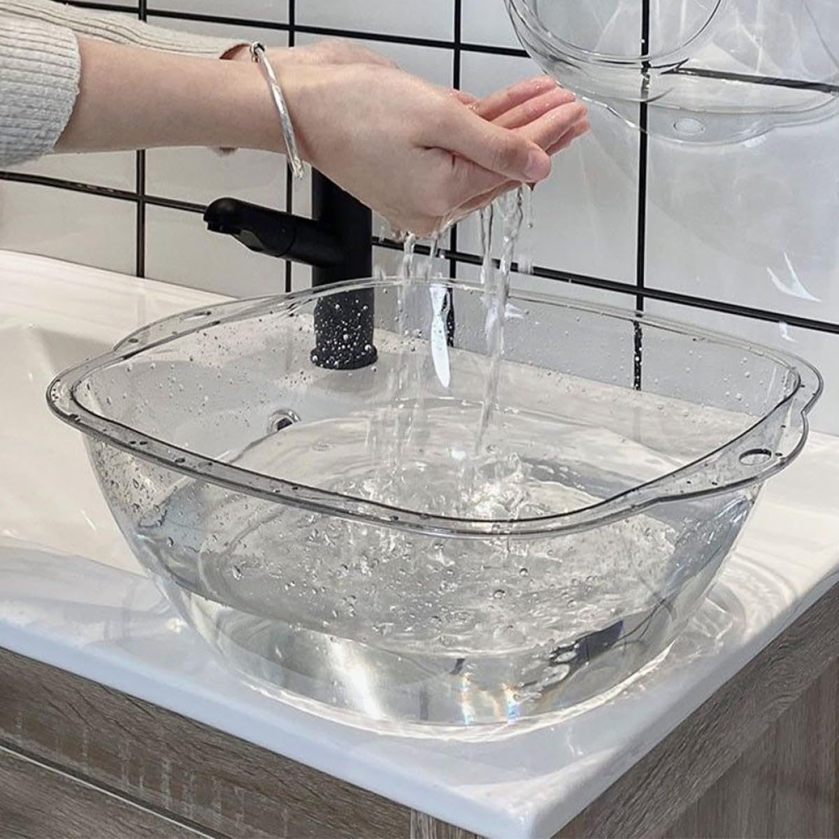 Homoyoyo Lavabo de Plástico Transparente Multipropósito y Resistente para Salón y Hogar, Adecuado para Limpieza Facial y Cuidado Personal Diario