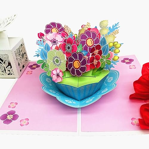 Miniatura 5 de Paquete de 5 tarjetas emergentes de flores, tarjetas de felicitación 3D, surtido para mujeres u hombres en todas las ocasiones, aniversario, día de