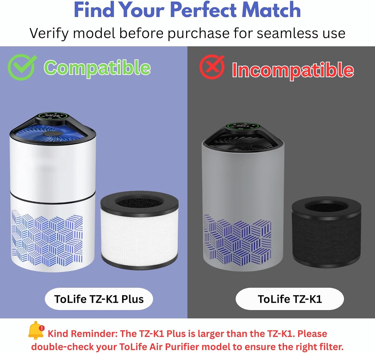 Nispira TZ-K1 Plus Replacement Filter Compatible with ToLife TZ-K1 Plus Air Purifiers Size 7"L x 8"W x 8"Th, 3 Packs - Image 4