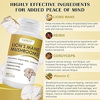 Vista 4 de Organic Mushroom Complex Capsules with Lion's Mane, Cordyceps, Reishi, Help for Cognitive Focus, Immune Support & Brain Health, Vegan, Non-GMO, 90