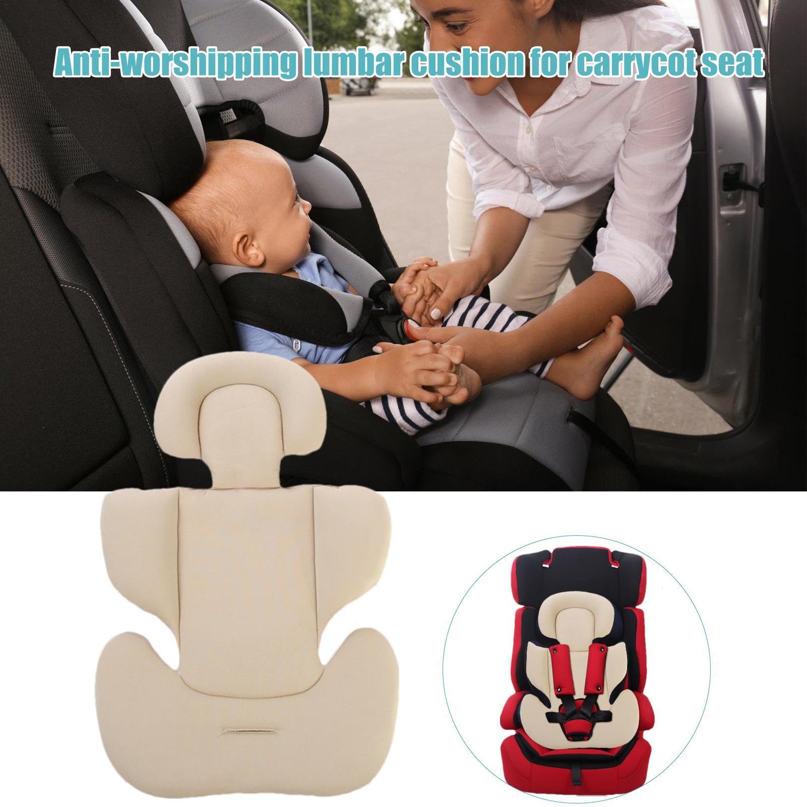 Cuscino Per Seggiolino Auto Bambino - Inserti Memory Foam Con Protezione Laterale - Adatto Anche Per Passeggini - Foto 9