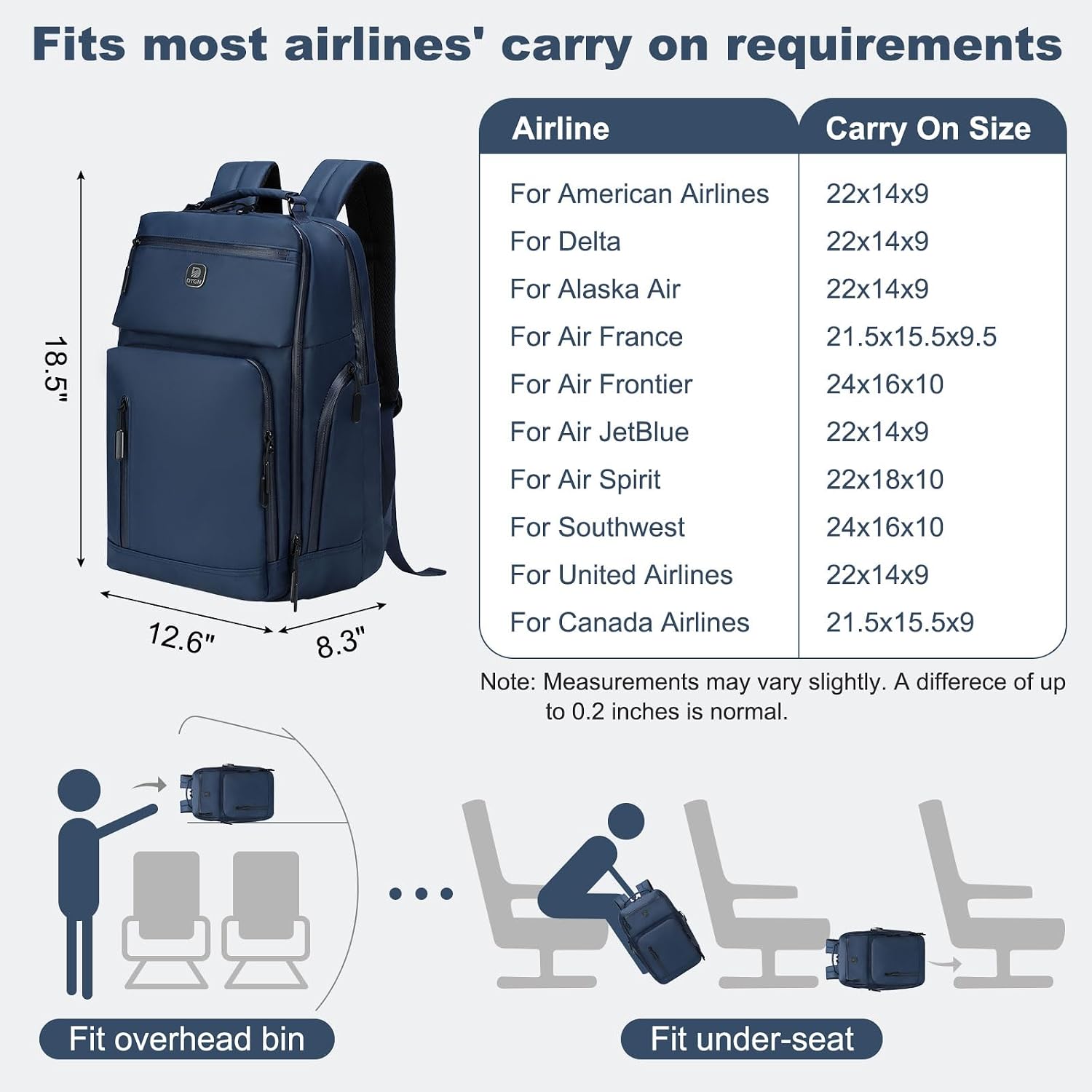 DTGN 17 Inch Laptop Backpack for Men Women, Water-Resistant Work Bag for Business Travel, Blue