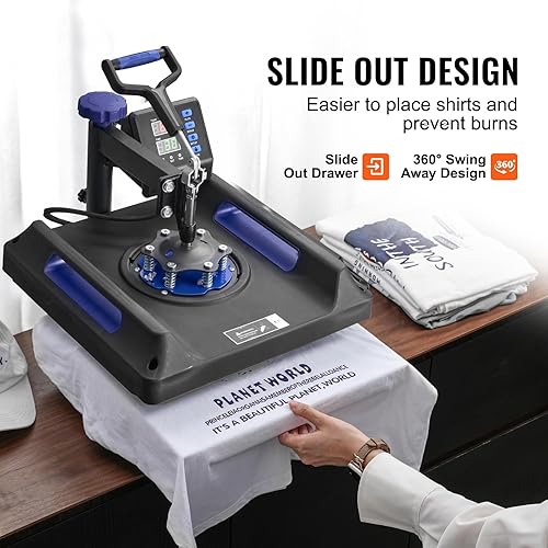 Miniatura 4 de Happybuy Máquina de prensa de calor, 15 x 15 pulgadas, transferencia de calor 8 en 1 con prensa de vaso de 30 onzas, prensa digital de camisetas