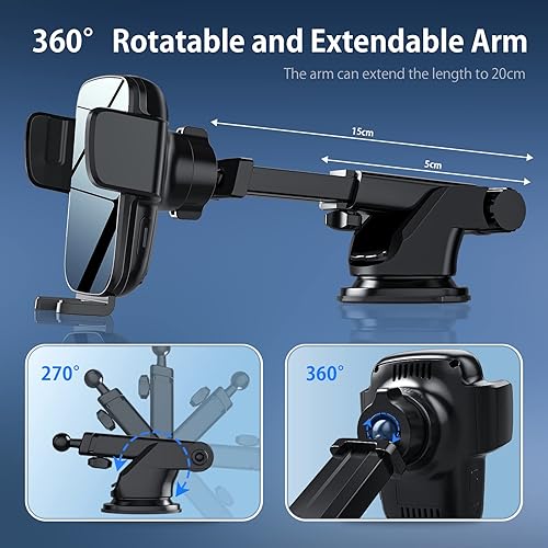 Miniatura 3 de SONRU - Soporte de cargador de coche inalámbrico de 15 W, soporte de teléfono inalámbrico de carga rápida para automóvil, alineación de sujeción