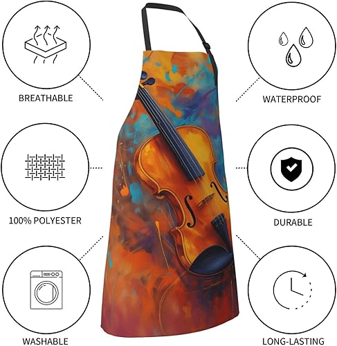 Miniatura 5 de Delantal impermeable con 2 bolsillos, delantales de chef de cocina, baberos para cocinar, hornear, pintura, jardinería, aseo