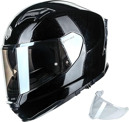 ILM Casco integral para motocicleta con visera doble ligera de fibra de vidrio DOT ECE para hombres mujeres Cascos para motos Modelo MF522P