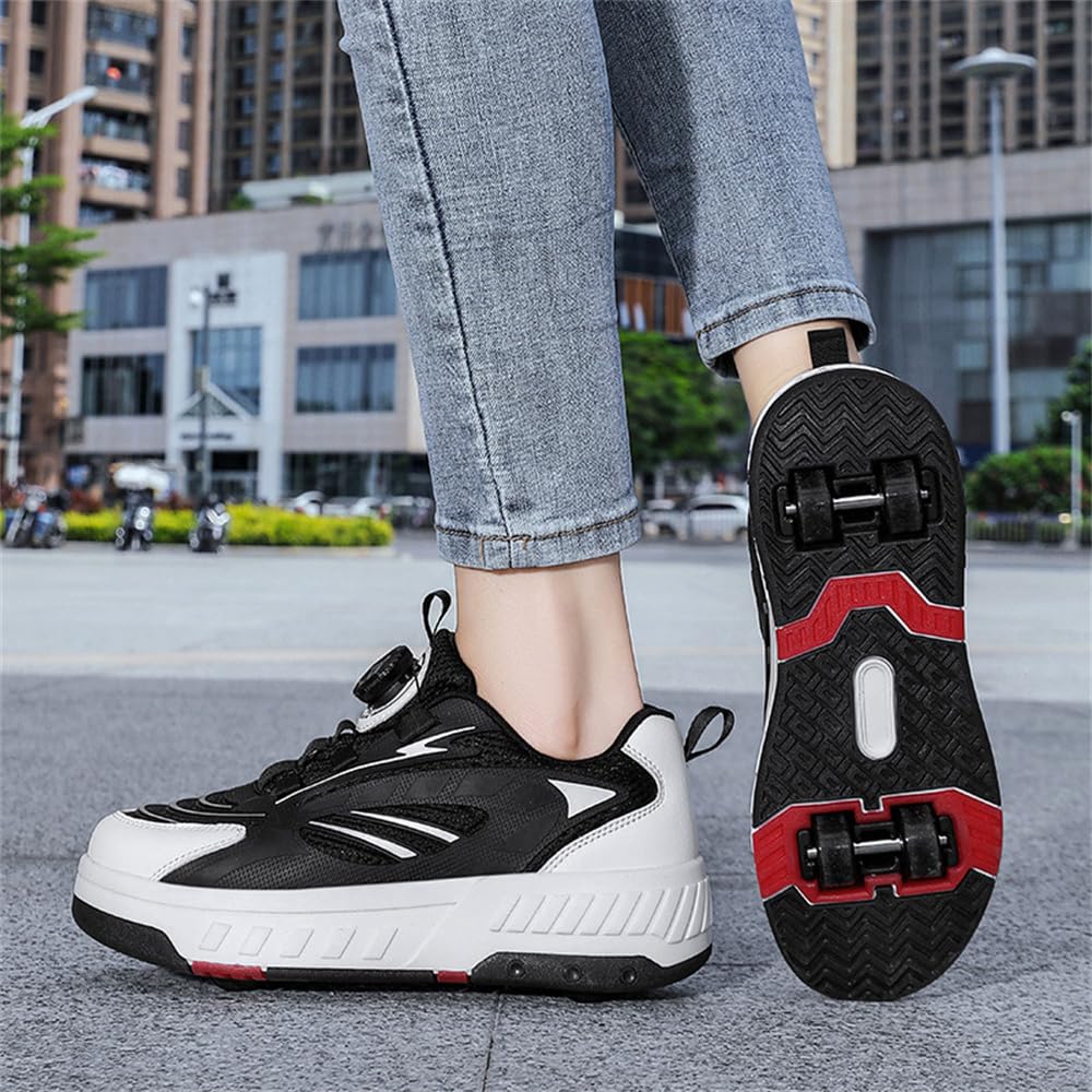 Mateju Zapatos con Ruedas para Niños y Niñas, Patines Multiusos con 4 Ruedas Retráctil, 2 en 1 Zapatillas de Skateboarding Simple Moda Zapatillas Deportivas al Aire Libre
