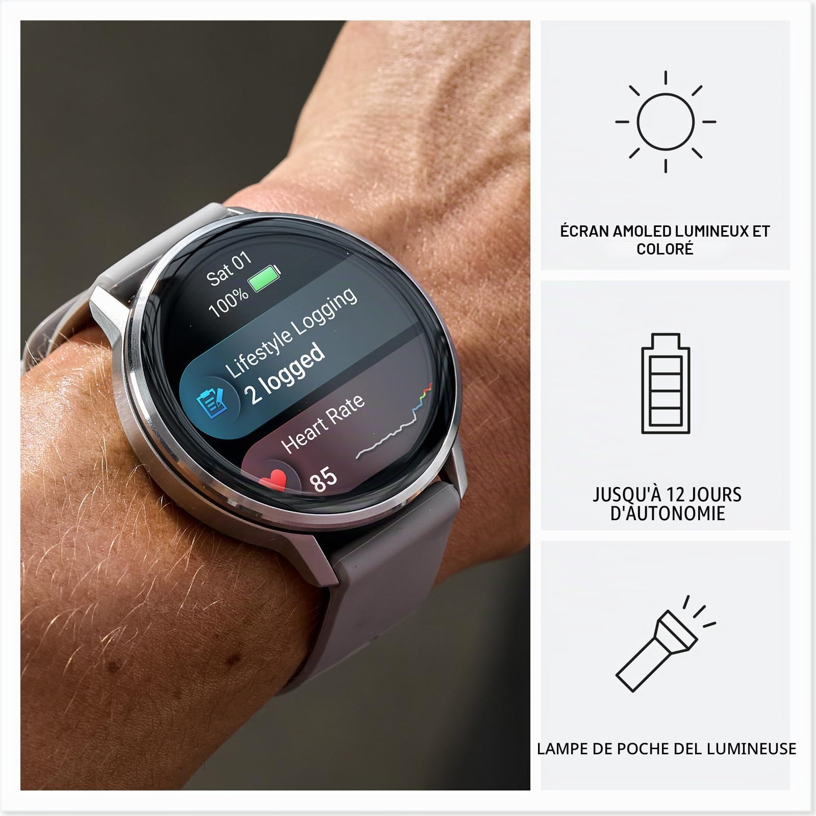 Garmin Venu 4 45mm - Montre intelligente GPS, écran tactile AMOLED, suivi avancé de la santé et du fitness 24/7, plus de 80 applications sportives, lampe de poche, Ardoise/Noir (renouvelée)
