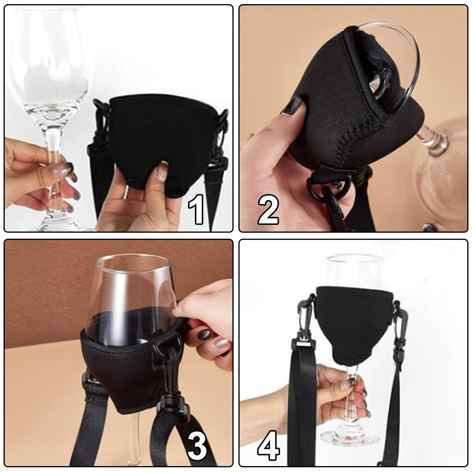 Porte-verres à Vin Portables Niaciswe - 4 Pièces | à Suspendre Au Cou | Pour Fêtes Et Pique-niques