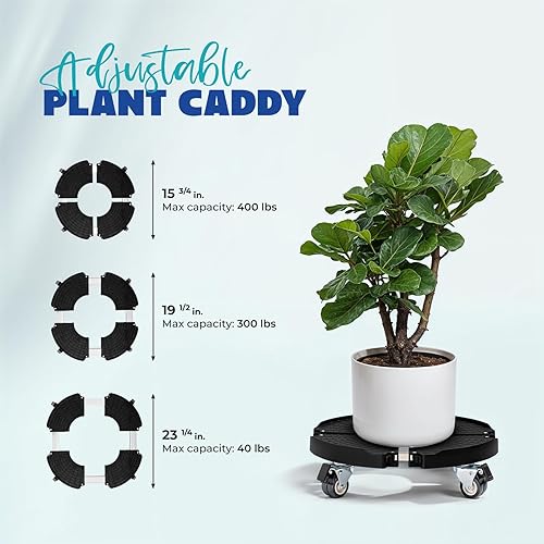 Miniatura 5 de IDZO Wheels Heavy Duty 440lbs Capacity, ajustable 15-21 pulgadas Rolling Stand Plant Caddy, negro