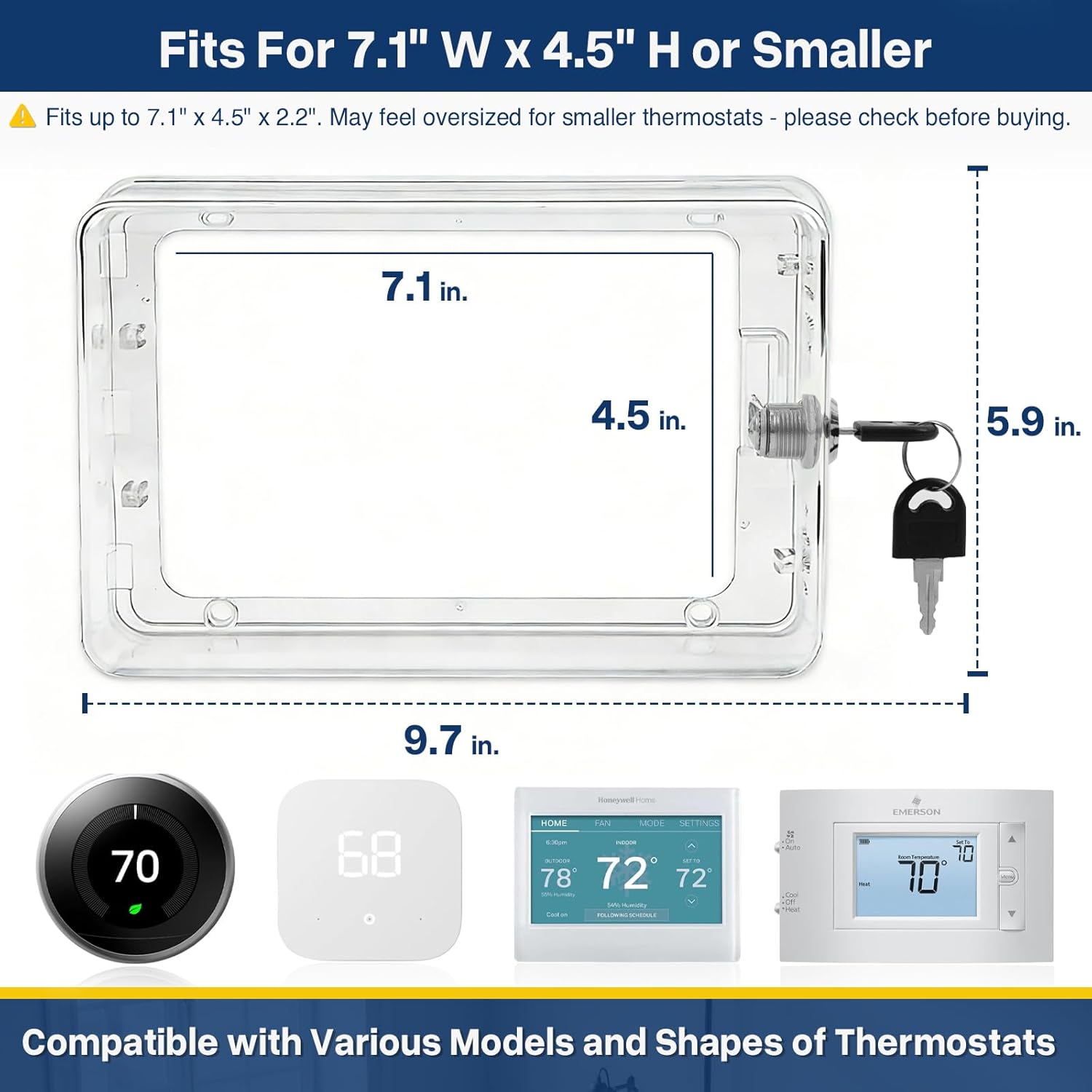 5 Pack Thermostat Lock Box with Key, Fits Thermostats 7.1" × 4.5" or Smaller, Universal Large Thermostat Cover for Thermostats & Sprinkler Controllers, Sprinkler Controller Guard