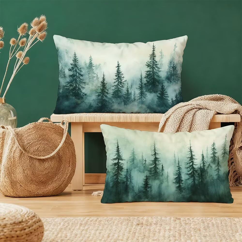 Housses de coussin 60x80cm en velours vert double face avec fermeture éclair lot de 2