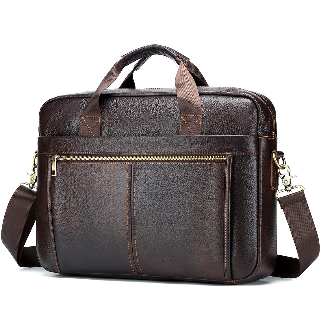 SPAHER - Maletín para ordenador de hombre, piel sintética, regalo de 15,6 pulgadas, de piel, bolso bandolera, toalla de negocios, B015-15,6"-marrón Café