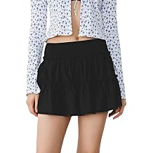 Hafailia Women Ruffled Skirts Tiered Skort High Waist Flowy Mini Boho