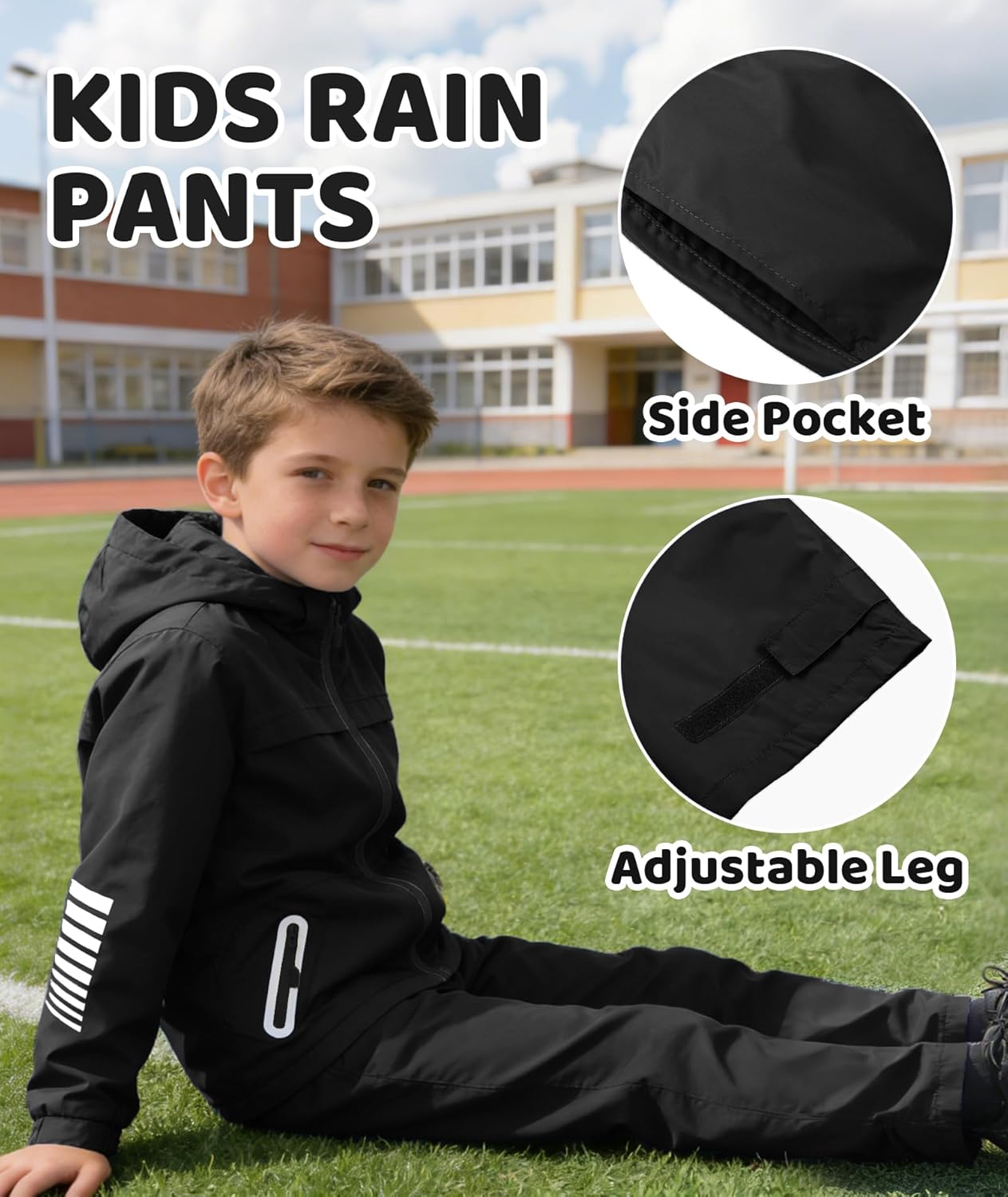 SWISSWELL Kids Rain Suit Boys Girls Waterproof Rain Jacket and Pants for Golf Fishing
