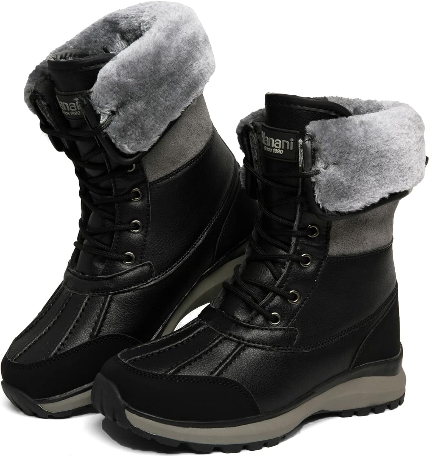 Hanani Womens Snow Boots Warm Fur Lined Winter Boots Anti Slip Ankle Boots Mid Calf Snowboots Waterproof and Cold-Resistant Outdoor Walking Shoes for Women