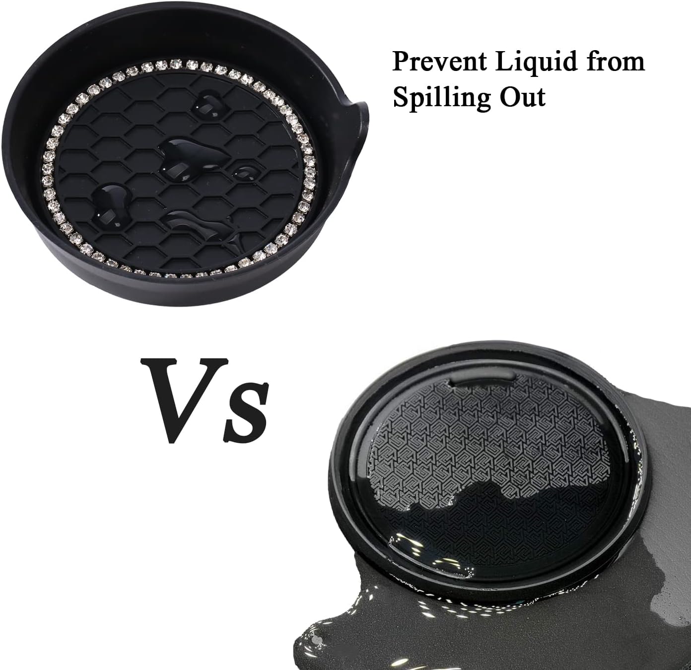 Amooca Car Cup Coaster Universal Non-Slip Cup Holders Bling Crystal Rhinestone Car Interior Accessories 2 Pack Purple