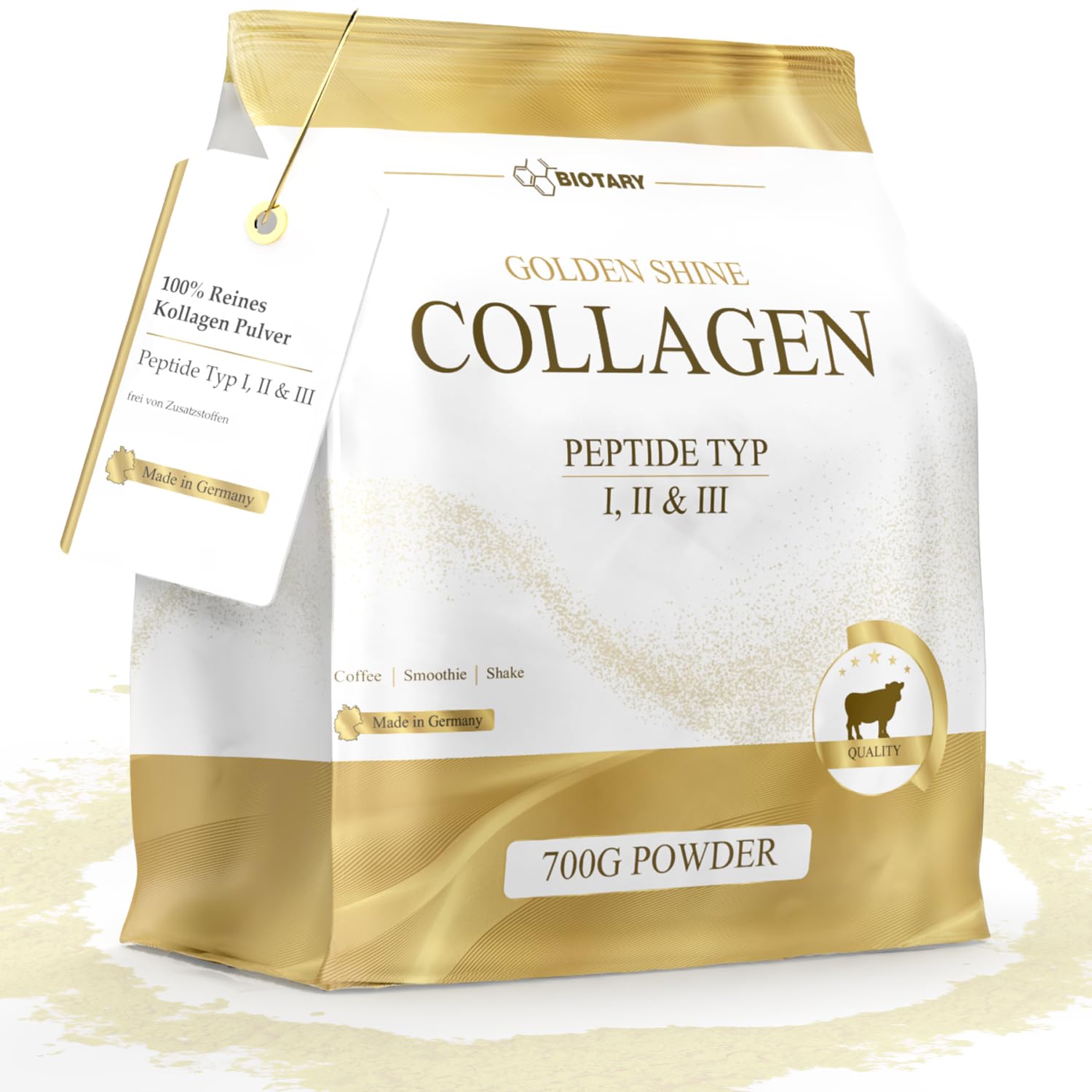 Collagene in polvere 700g | Idrolizzato di collagene puro al 100% | Peptidi 1-2 - 3 | Eccellente solubilità | 100% puro e originale | Senza additivi | Sapore neutro