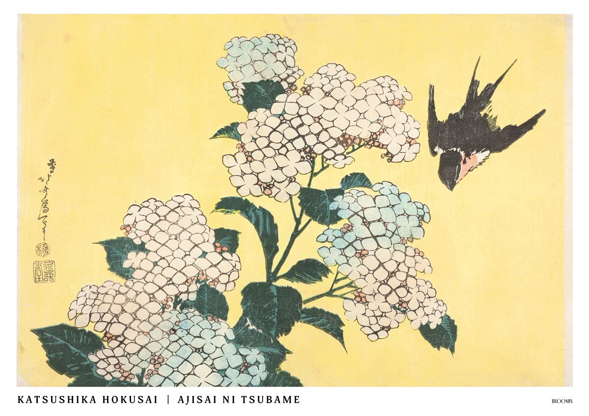 Amazon.co.jp: BROOMIN アートポスター 葛飾北斎 北斎花鳥画集 紫陽花