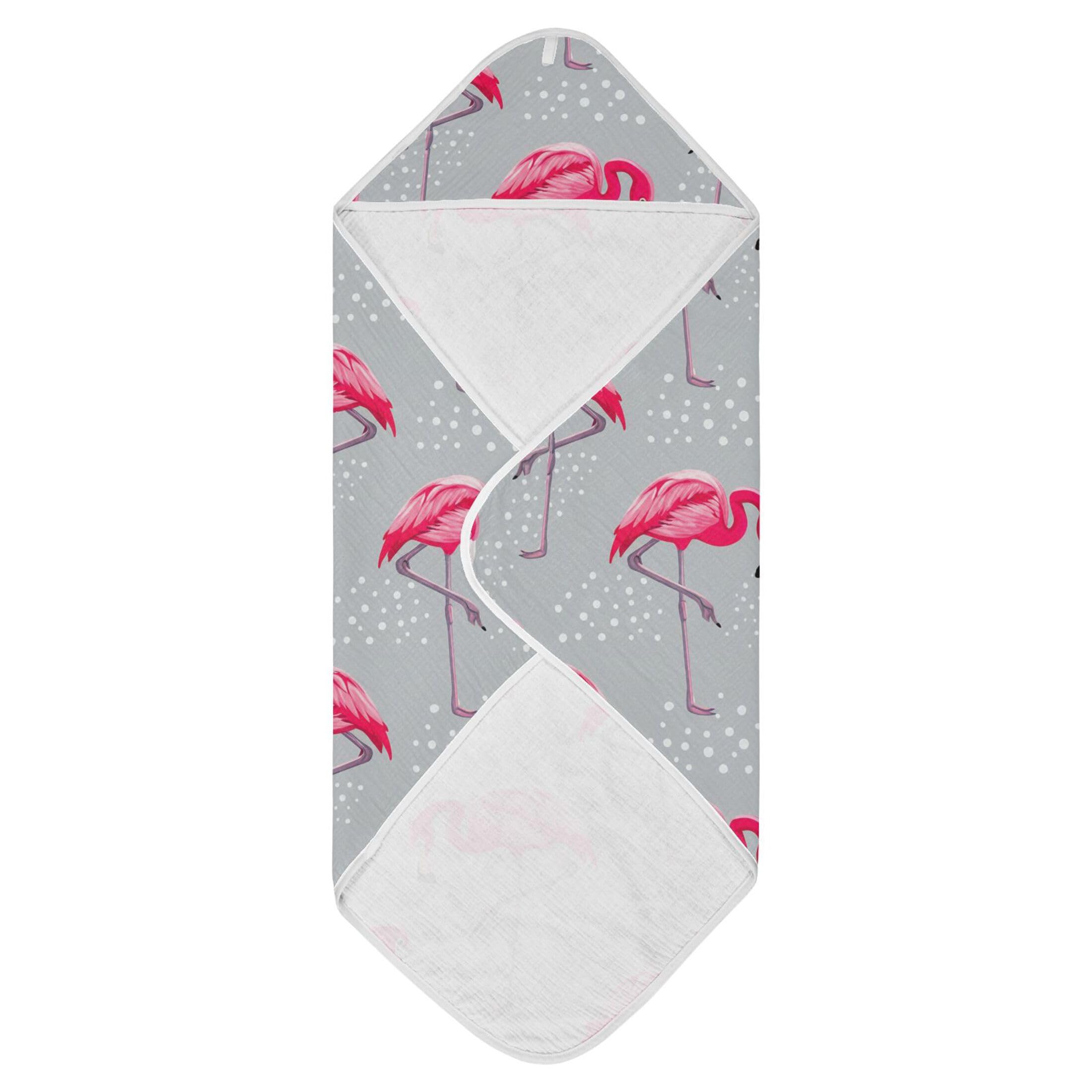 Kigai Baby Hooded Towel Absorbent Baby Bath Shower Towel with Hood for Newborn Boys Girls Babies Infant Toddler (Elegant Flamingos 35 x 35 in)