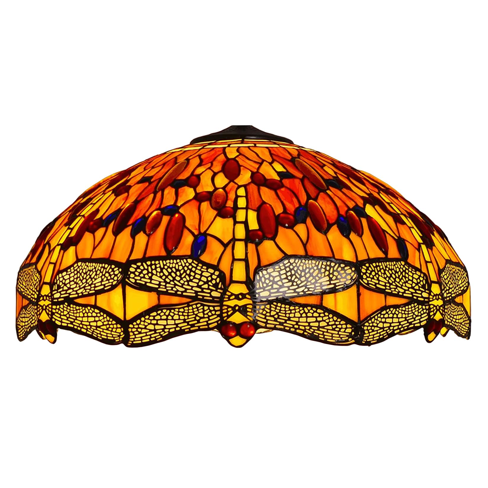 SaryEdge Large Tiffany Lamp Shade Replacement 20-Inch Stained Glass Lampshades, Elegant Flower Design Only for Table Lamp Floor Lamps Pendant Light,Flower，Dragonfly，Dragonfly