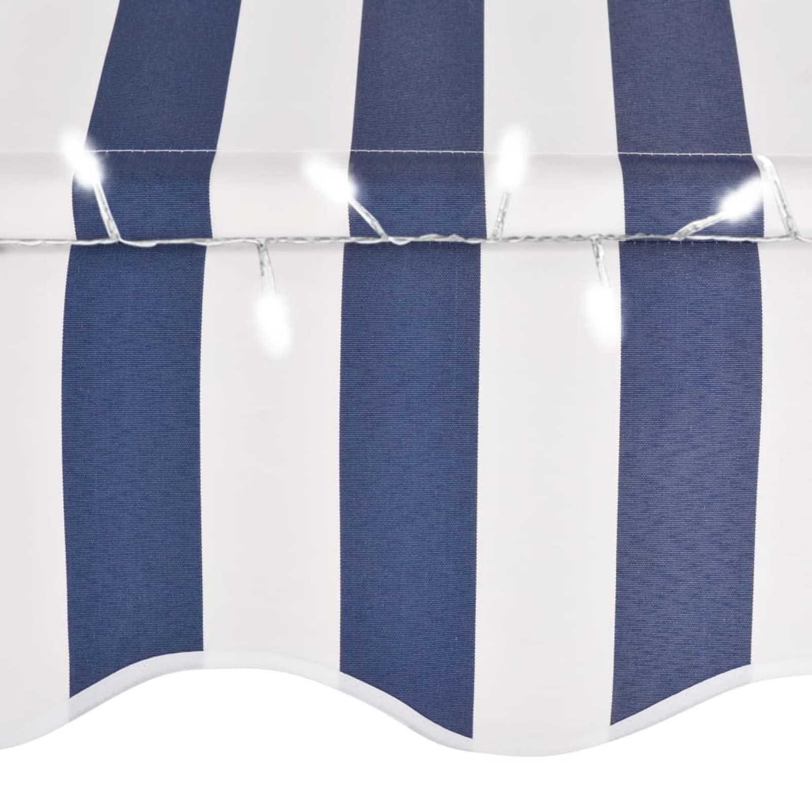Tidyard Auvent Manuel Rétractable avec LED 150 cm Bleu et Blanc, Store Banne de Jardin Hauteur et Inclinaison Réglable, Brise-Soleil pour Balcon Terrasse Porche Restaurant Café