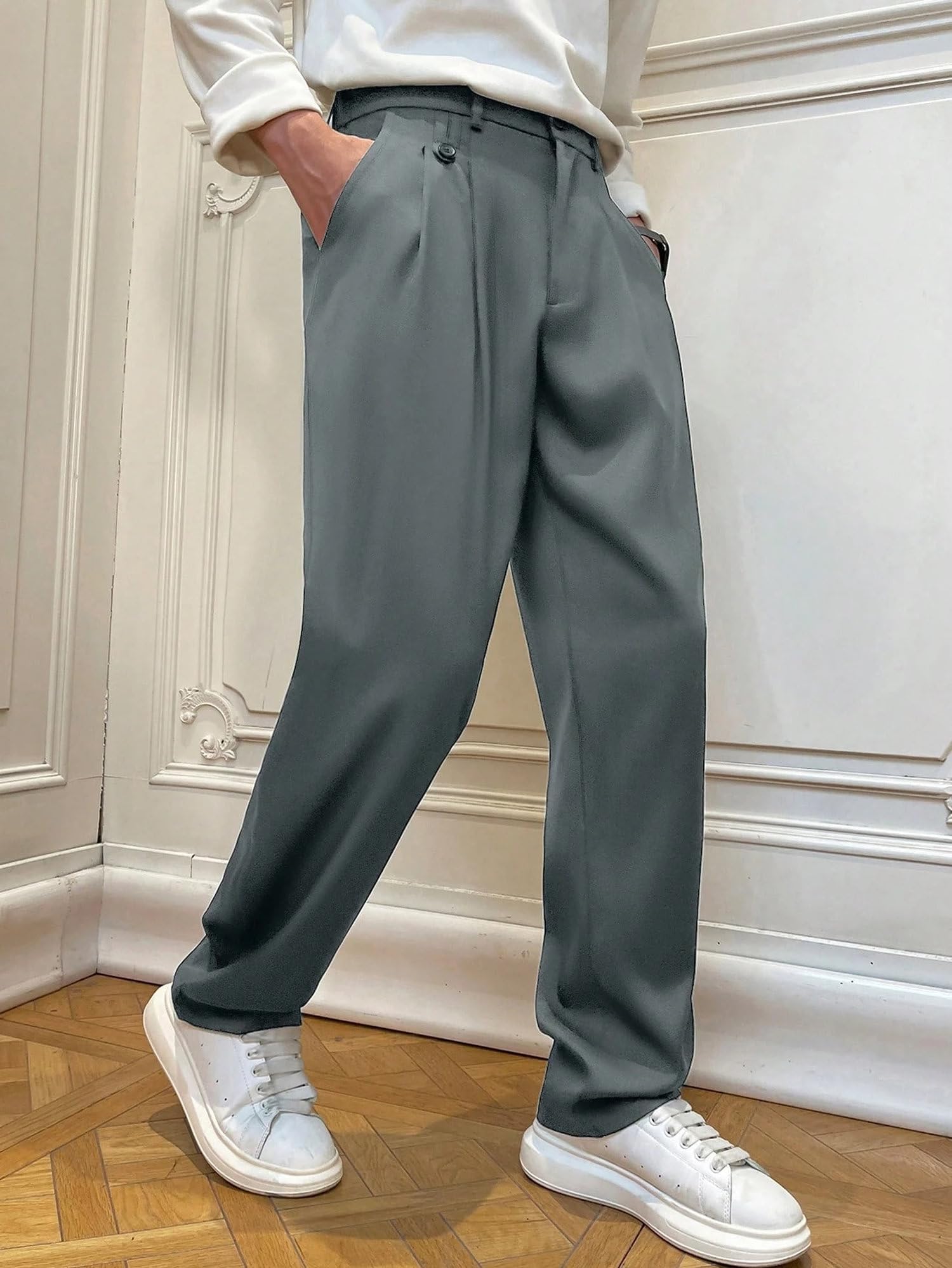 Lymio Pantaloni da uomo | Regular Fit Casual Pantaloni (T 35-37)