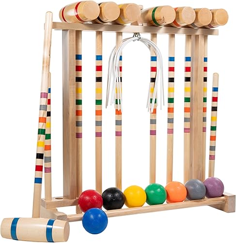 Framco Classic Amish Made - Juego de croquet para 8 jugadores, madera dura de arce duradera, cabeza sólida