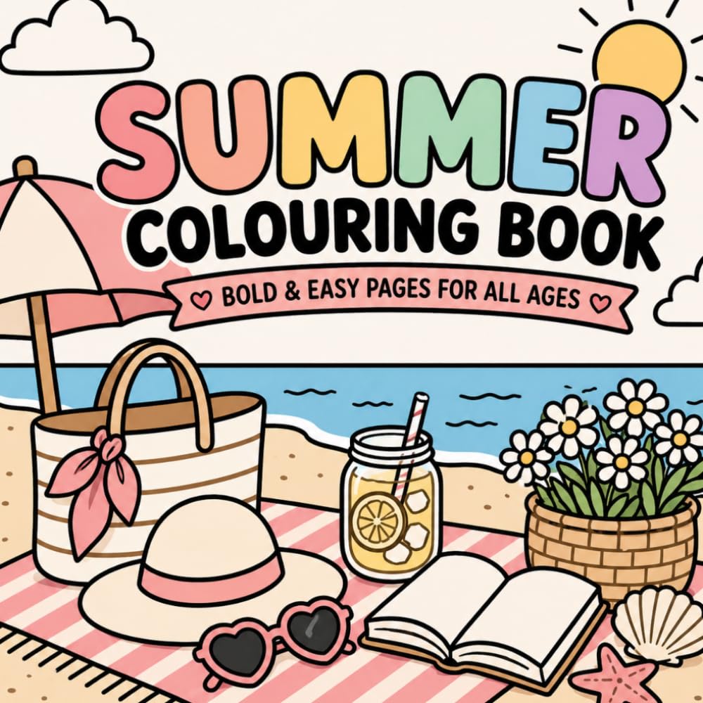 Cozy Summer Colouring Book: Bold & Simple Relaxing Pages: Stress-free Colouring for All Skill Levels