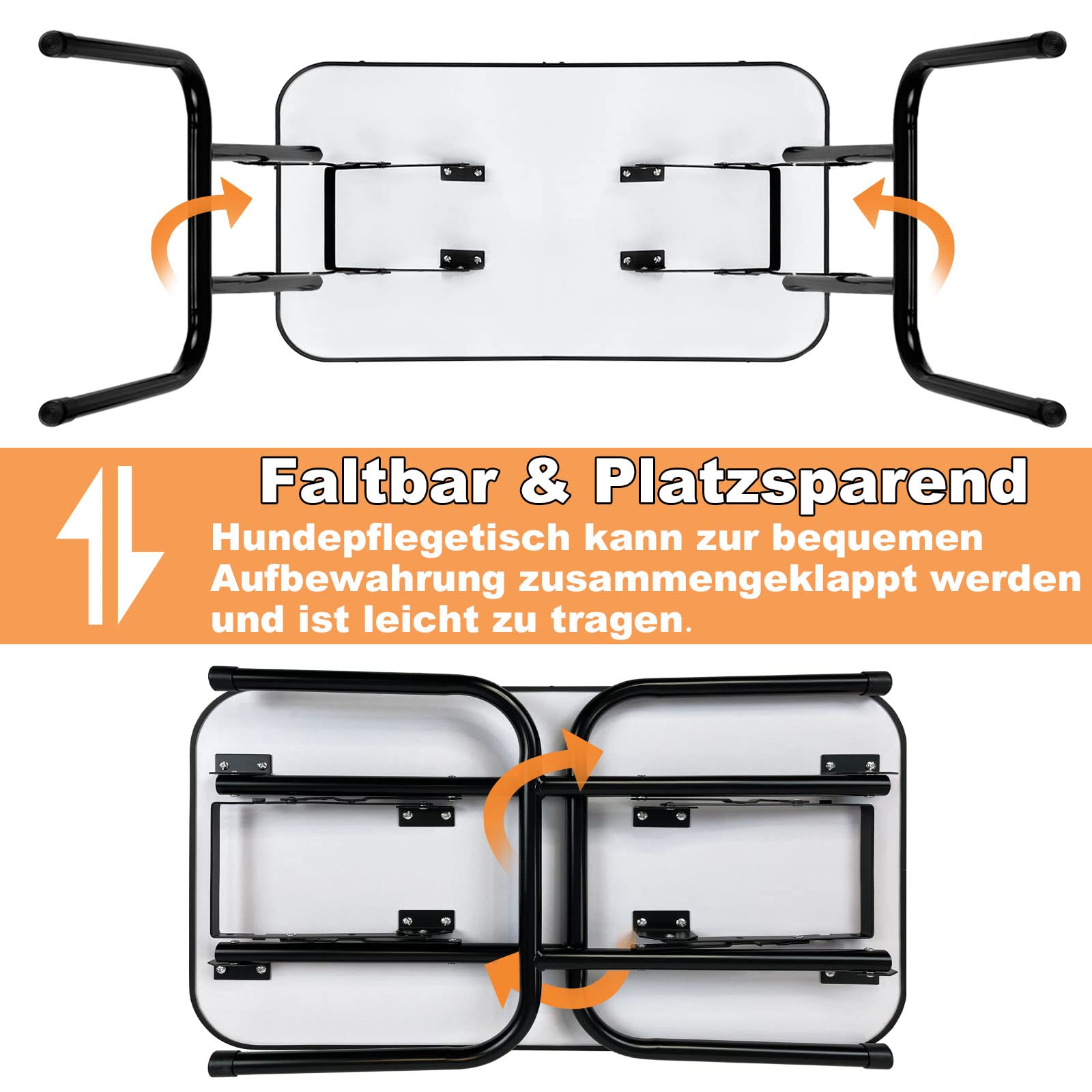 UISEBRT Tavolo da toelettatura per cani con soffietto regolabile in altezza, portata fino a 60 kg, per cani e gatti, 80,5 x 46 x 76 cm
